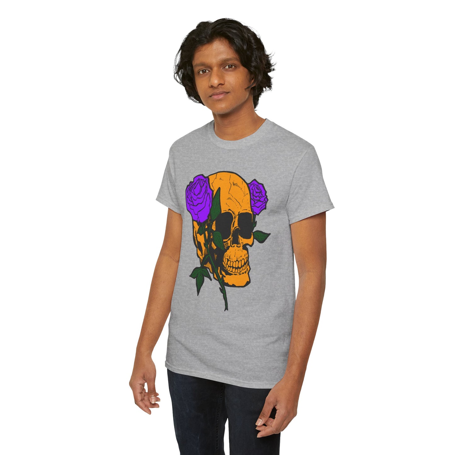 Skull and Roses Unisex Tee, Gothic Aesthetic Shirt, Vintage Graphic T-Shirt, Streetwear Essentials, Edgy Casual Wear
