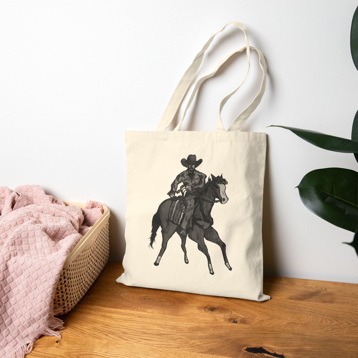 Cowboy Horse Tote Bag — Western Riding Canvas Tote