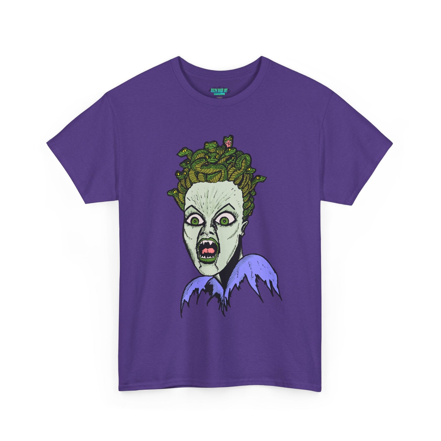Spooky Medusa Unisex Heavy Cotton Tee - Perfect for Halloween, Horror Fans, Casual Wear, Party Outfits, Graphic Tees