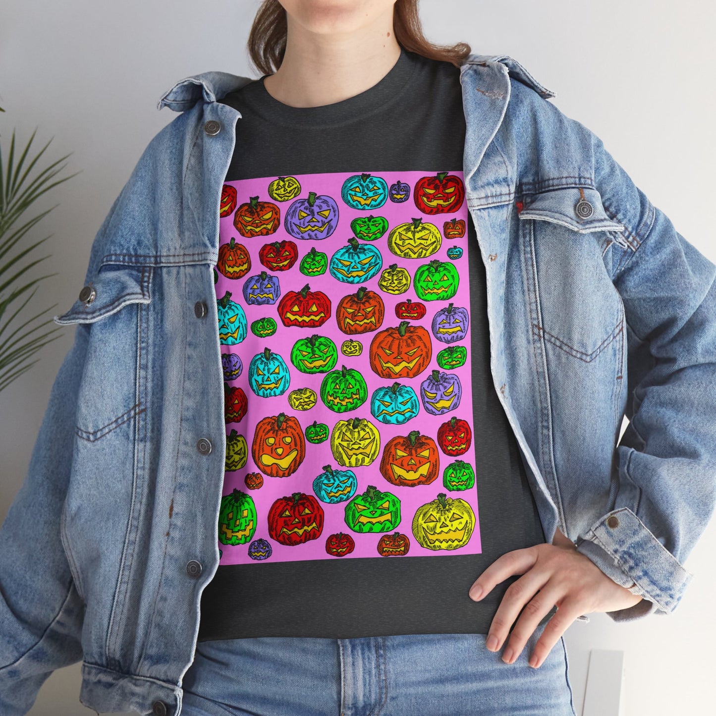 Colorful Pumpkin Graphic Tee, Unisex Cotton T-Shirt, Halloween Costume, Fall Apparel, Trendy Graphic Shirt, Casual Wear