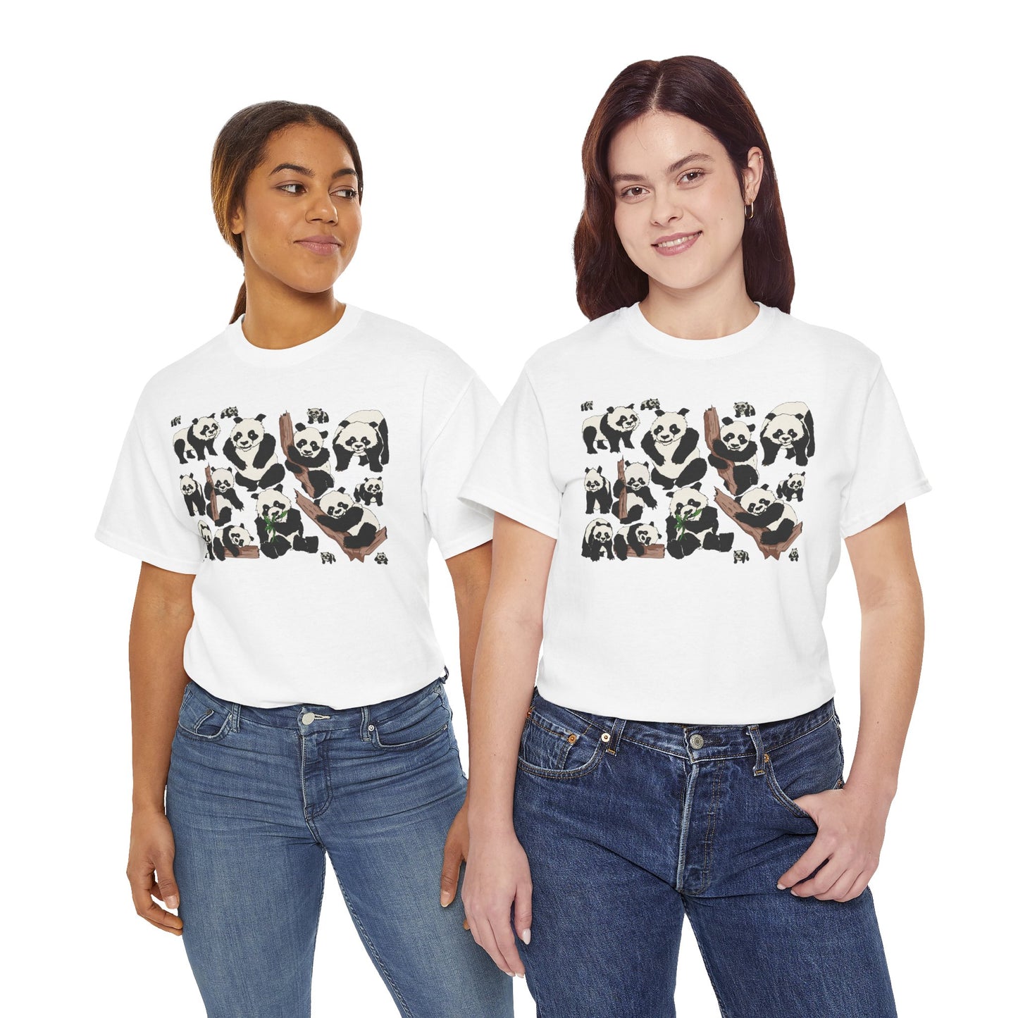 Cute Panda Design Unisex Heavy Cotton Tee | Animal Lover Gift, Casual Wear, Eco-Friendly Apparel, Nature Enthusiast Clothing