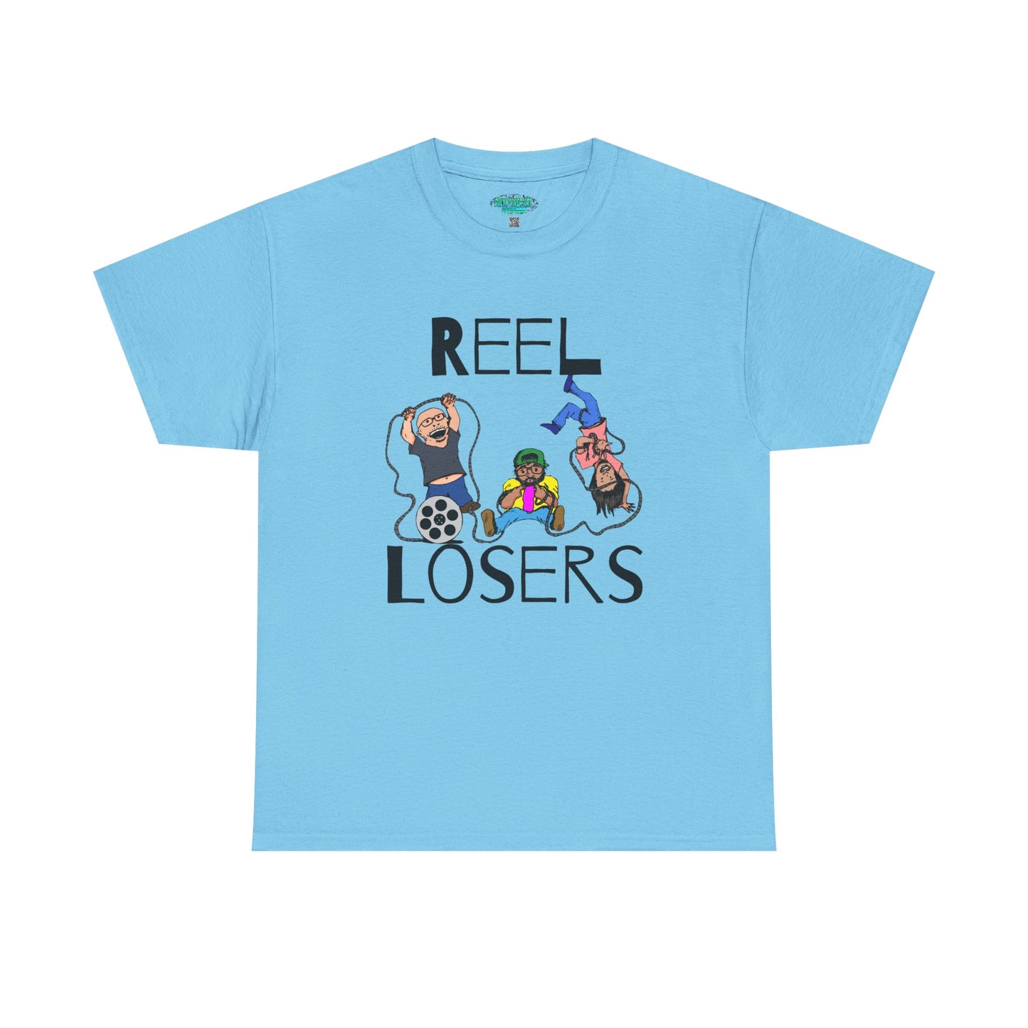 Reel Losers Podcast Unisex Heavy Cotton Tee, Funny Graphic Shirt, Casual Everyday Wear, Gift for Movie Lovers, Humor T-Shirt