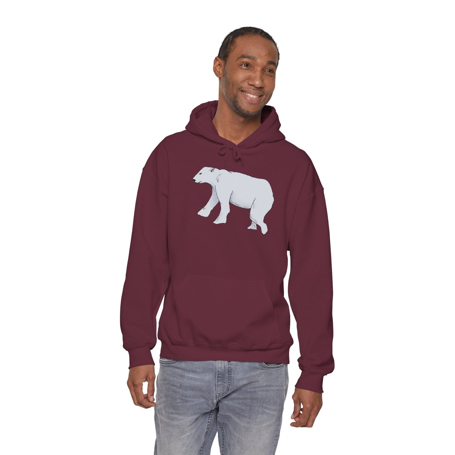 Cozy Polar Bear Hoodie - Warm Winter Fashion, Unisex Sweatshirt, Gift for Animal Lovers, Perfect for Cold Days, Cute Outdoor Wear