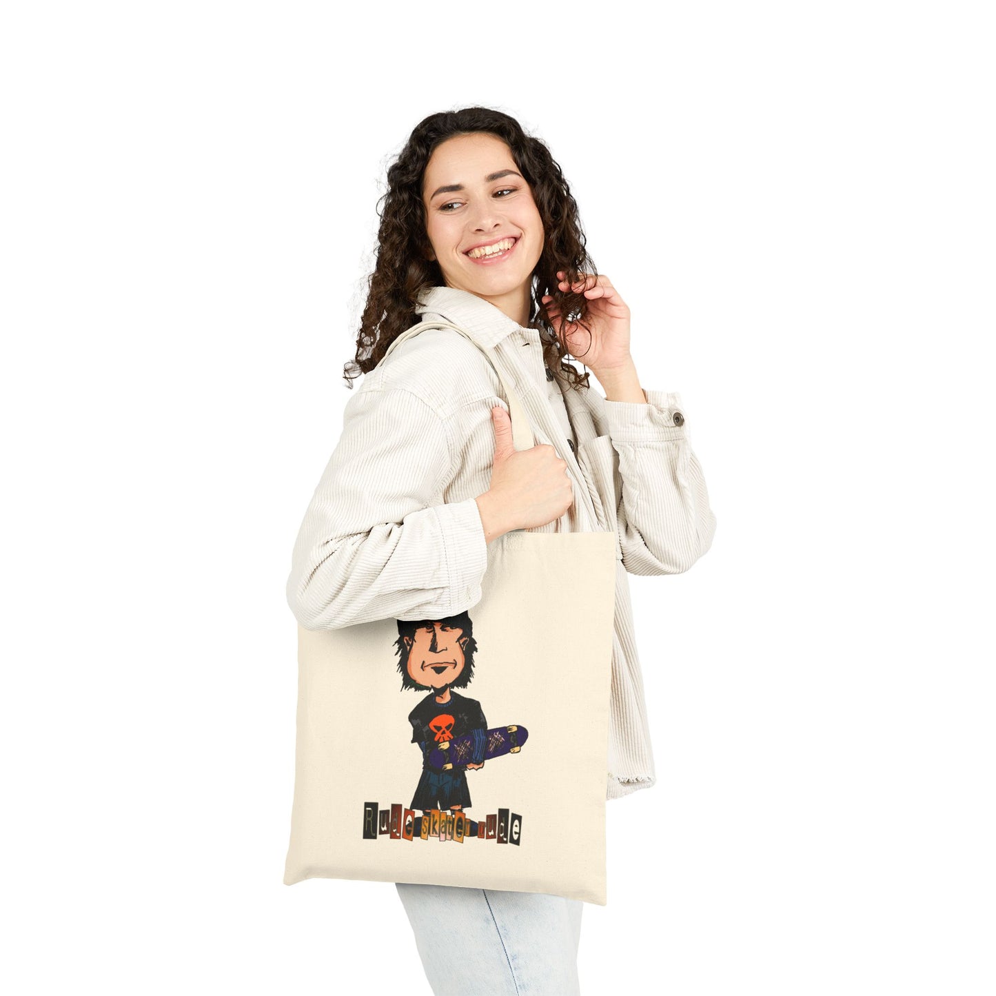 Rude Skater Dude - Skater Kid Cartoon Canvas Tote Bag
