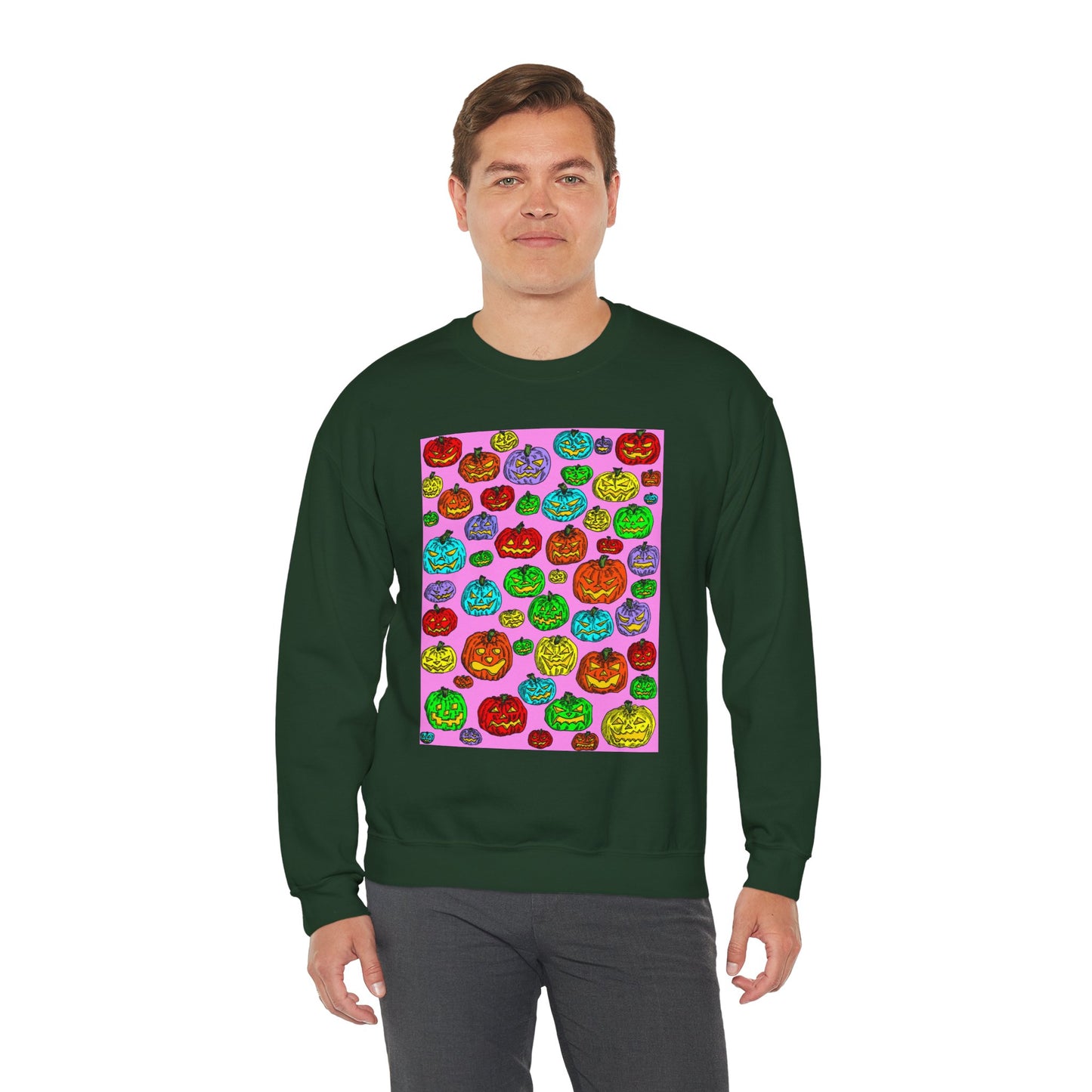 Colorful Pumpkin Crewneck Sweatshirt for Fall Celebrations