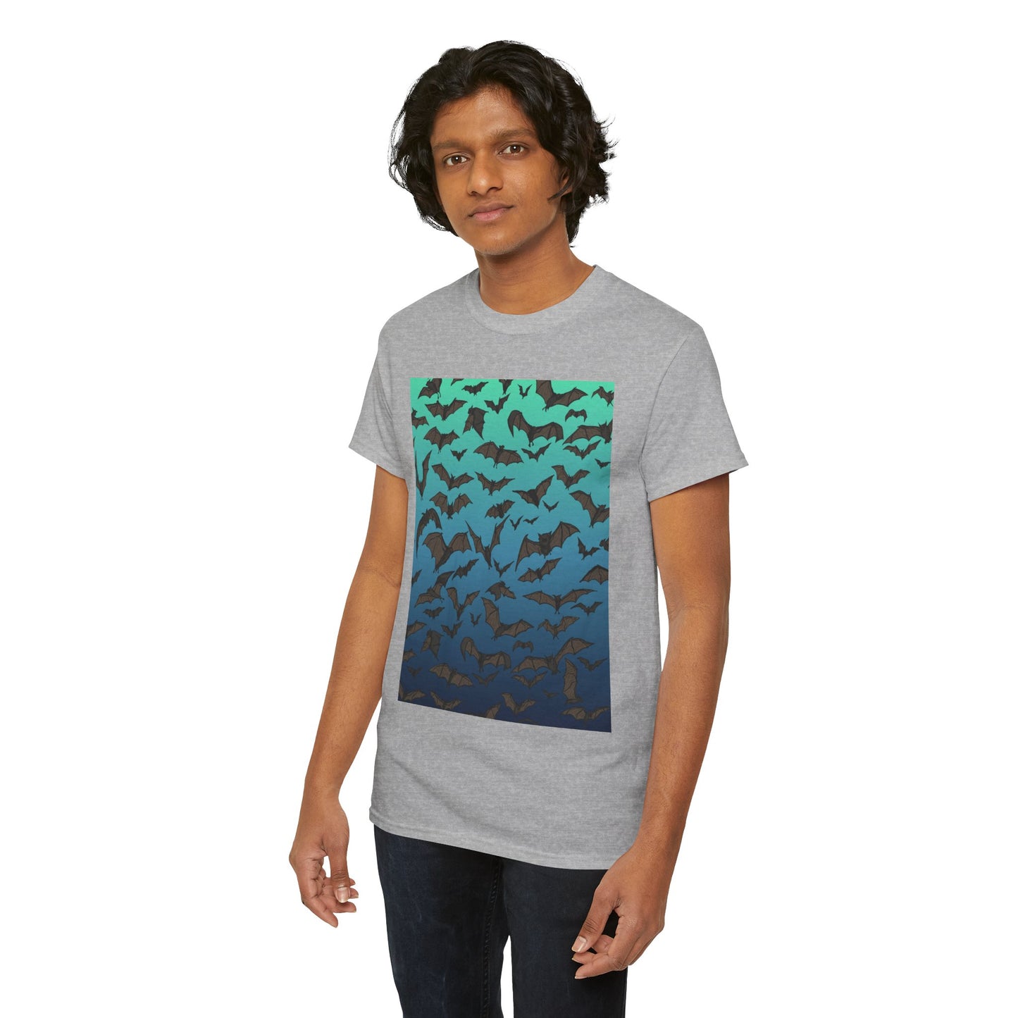 Bat Swarm Graphic Tee — Gradient Night Flight T-Shirt
