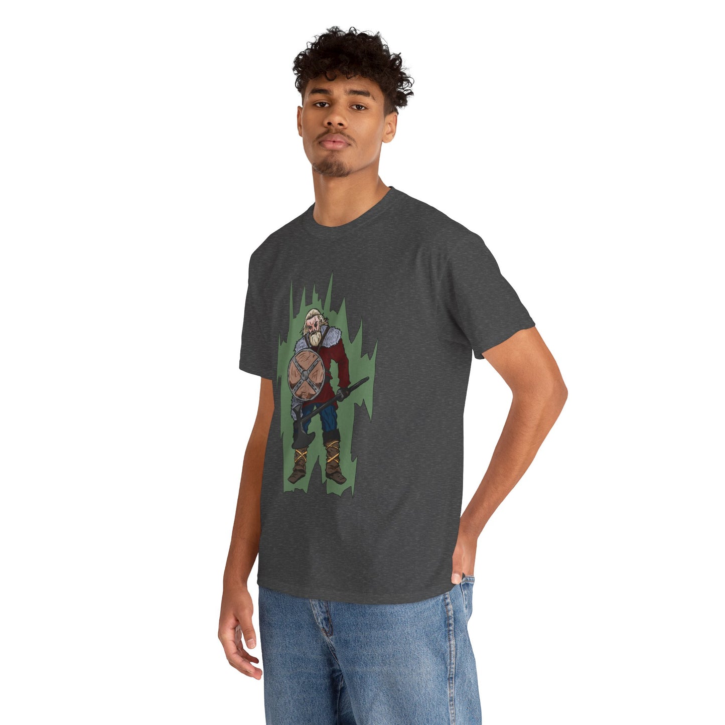 Epic Warrior Graphic Tee, Unisex Heavy Cotton Shirt, Casual Wear, Gamer Gift, Medieval Art Clothing, Battle Theme Fashion