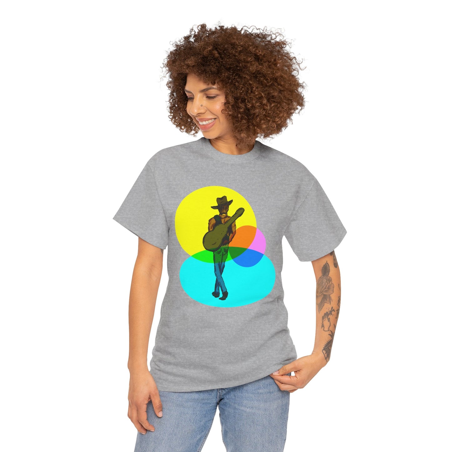 Cowboy Guitar Tee — Colorful Music T‑Shirt