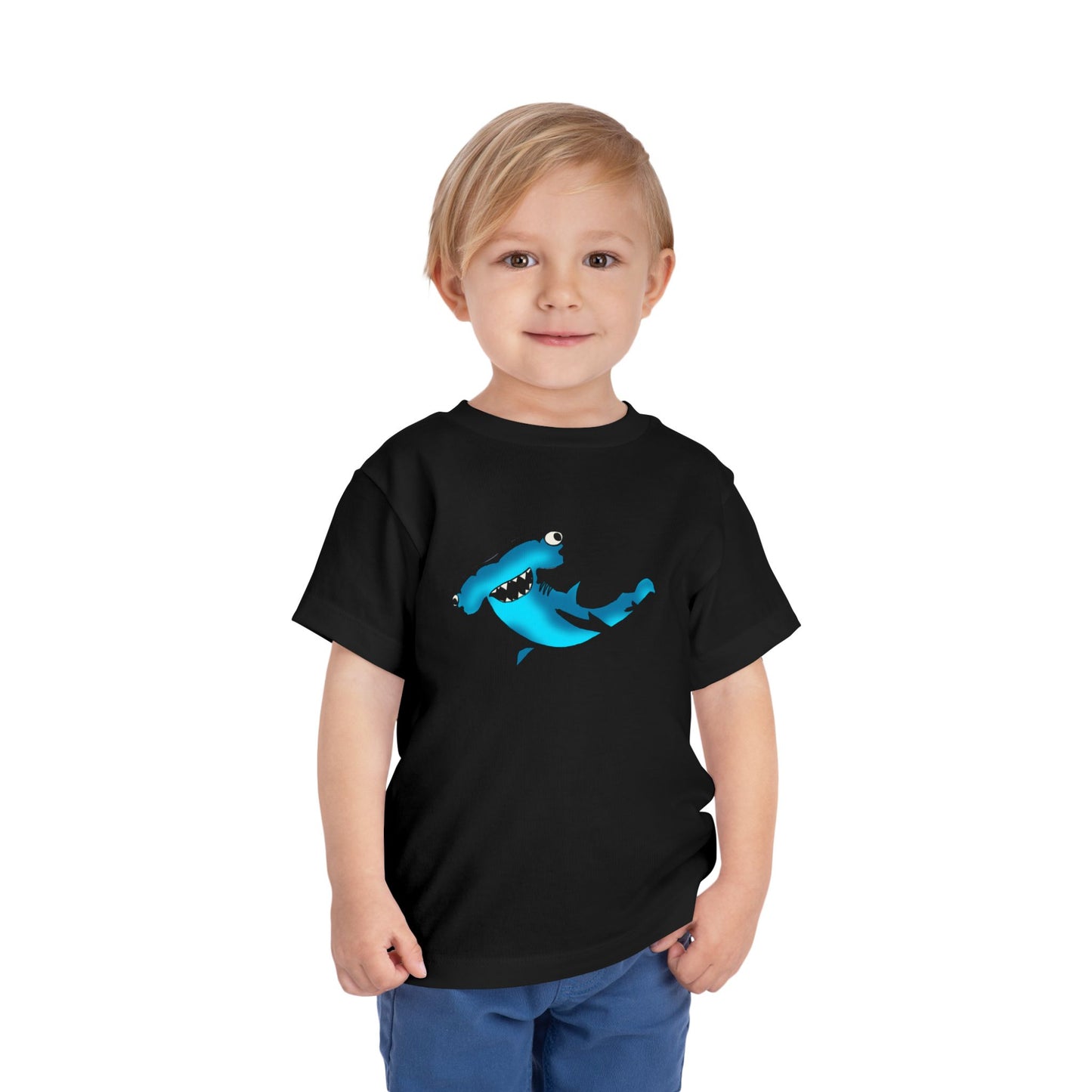 Toddler Shark Tee - Cute Blue Harley Hammerhead Graphic Kids Short Sleeve Shirt