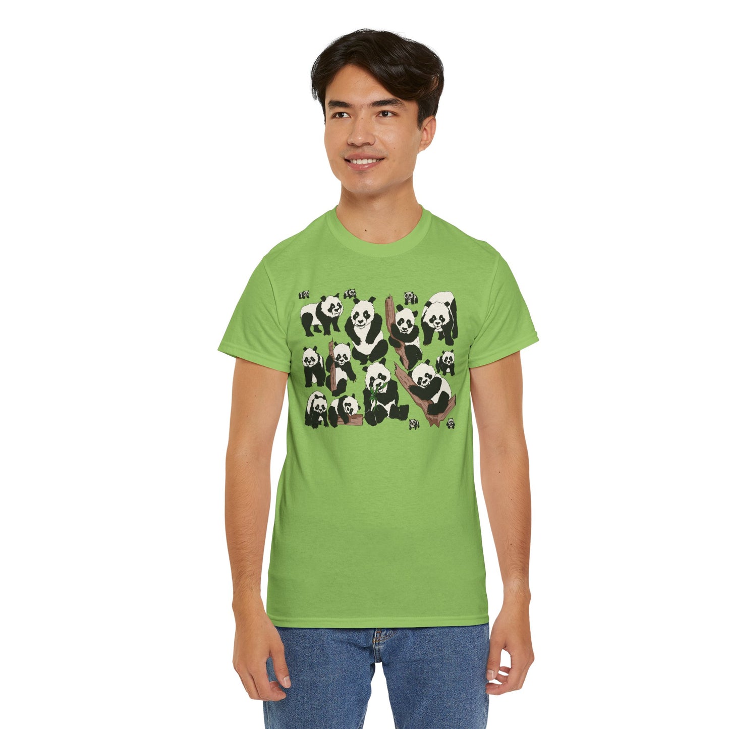 Cute Panda Design Unisex Heavy Cotton Tee | Animal Lover Gift, Casual Wear, Eco-Friendly Apparel, Nature Enthusiast Clothing