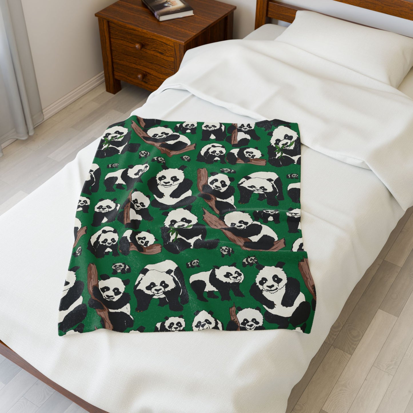 Cozy Panda Velveteen Plush Blanket | Soft Throw for Kids, Nursery Decor, Animal Lover Gift, cuddly sofa blanket, Warm Home Accessory