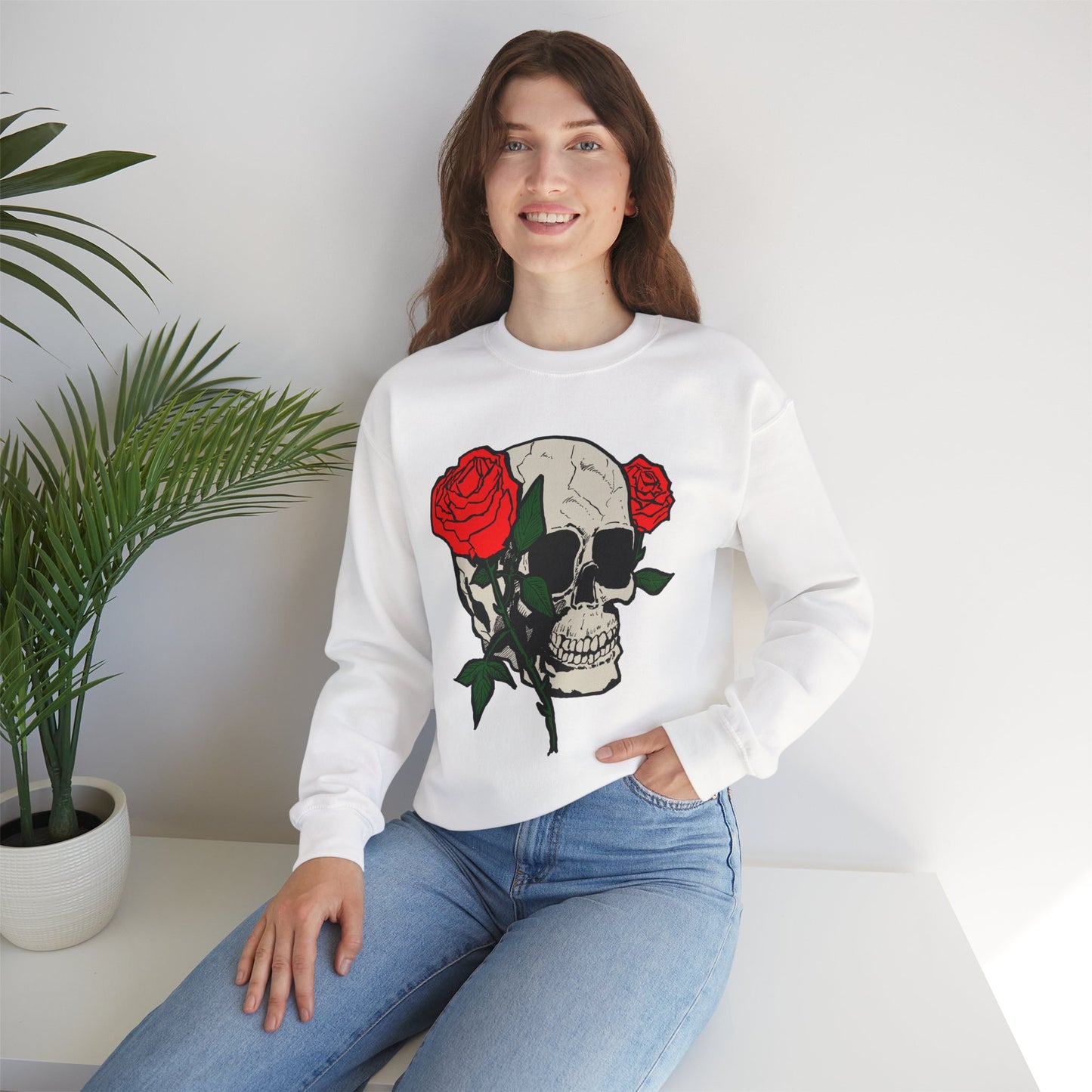 Skull and Roses Crewneck Sweatshirt