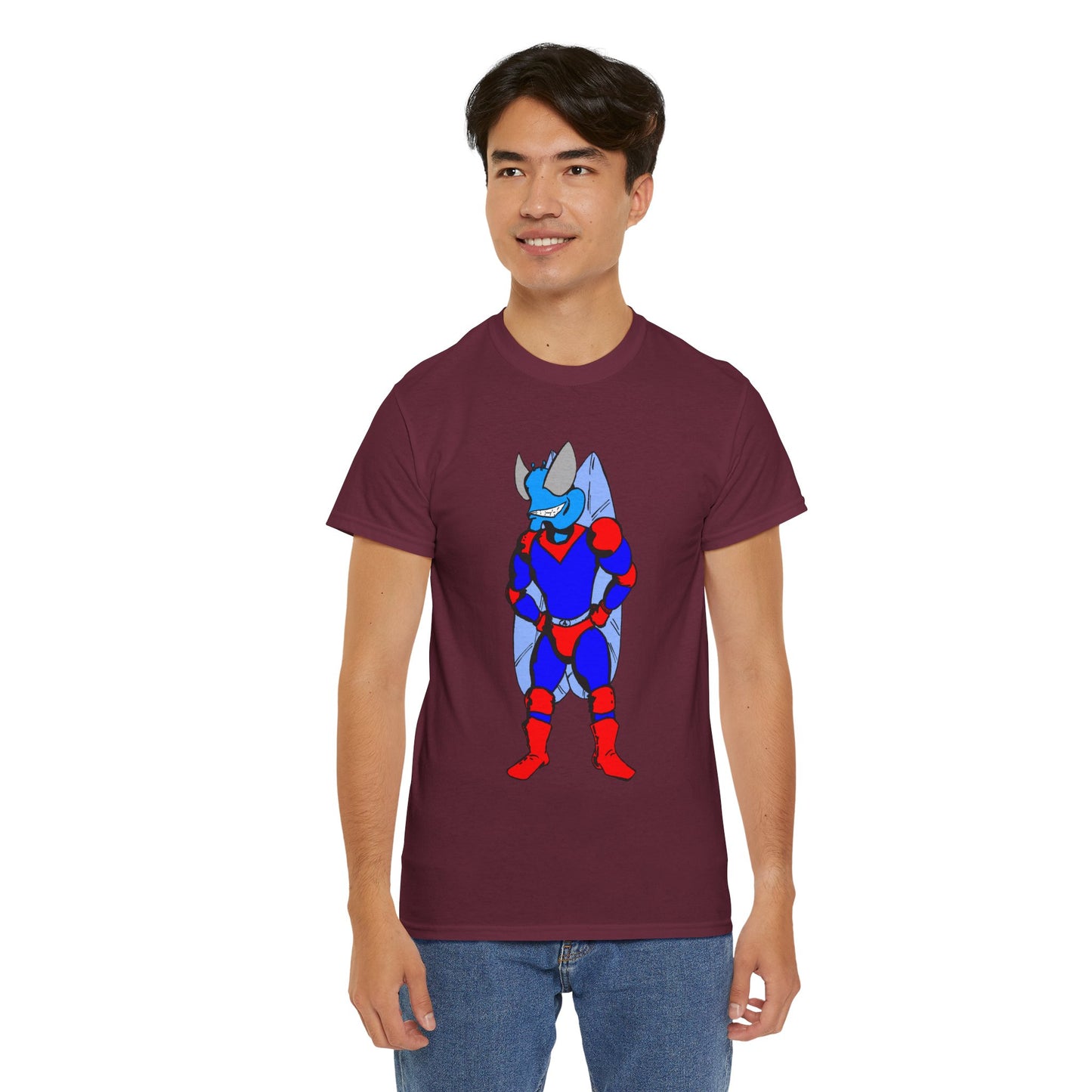 Astro-Fly Hero Graphic Tee - Blue & Red Superhero T-Shirt