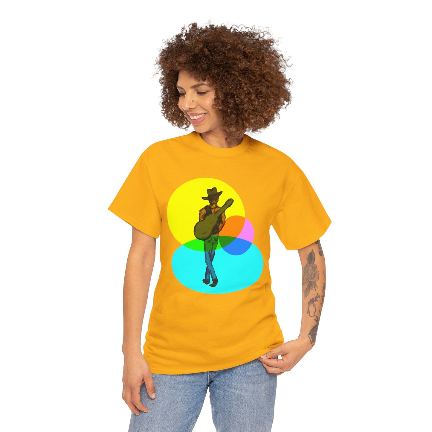 Cowboy Guitar Tee — Colorful Music T‑Shirt