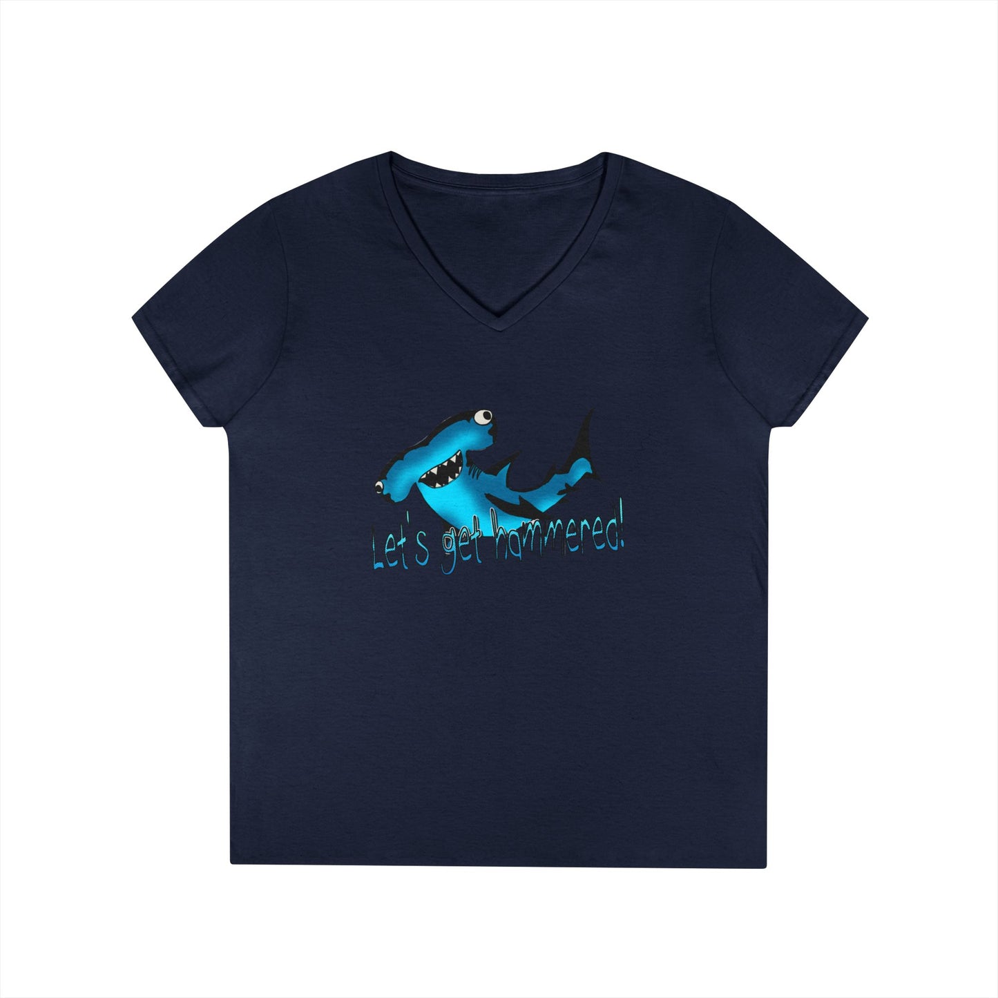 Funny Shark Ladies' V-Neck T-Shirt | Let's Get Hammered Design