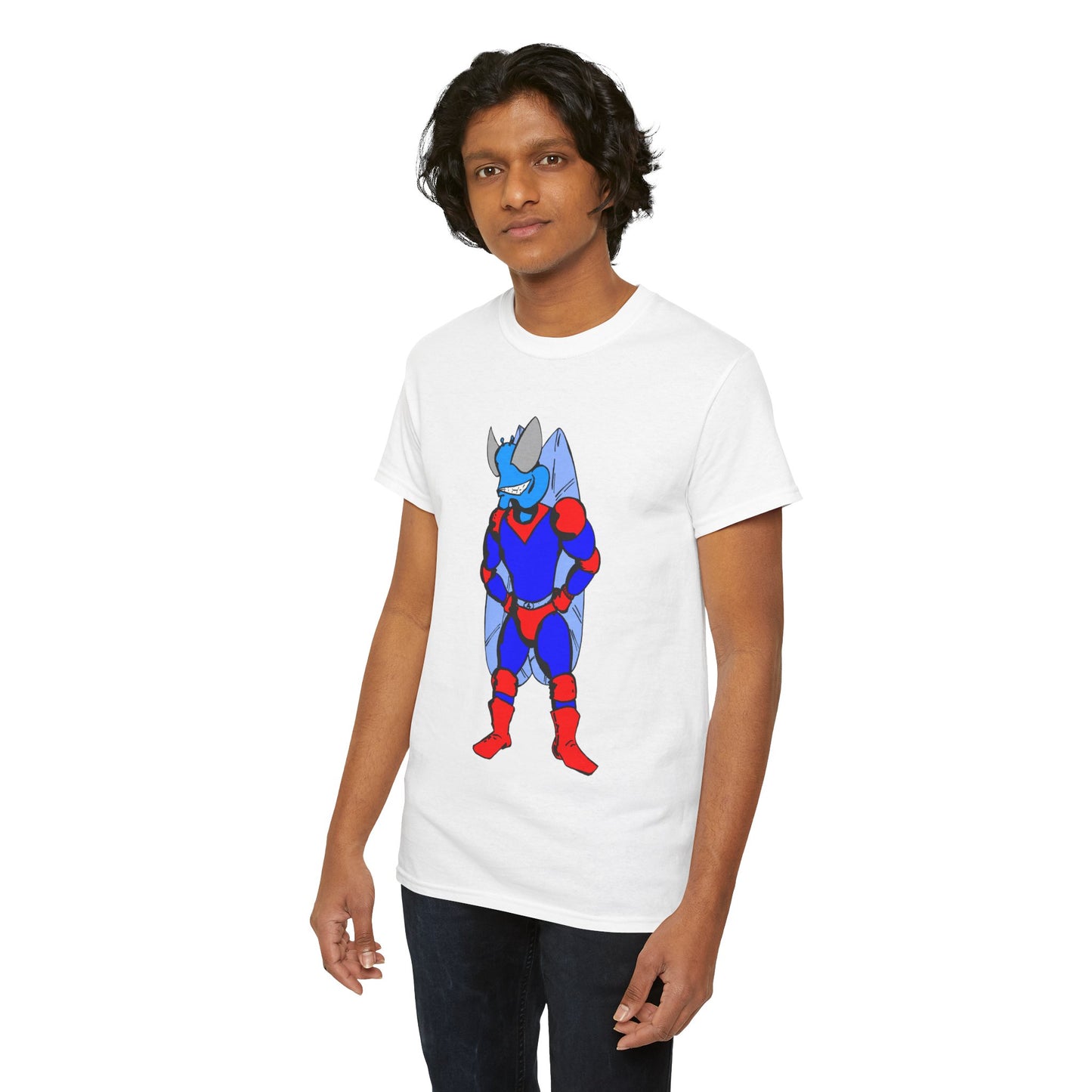 Astro-Fly Hero Graphic Tee - Blue & Red Superhero T-Shirt