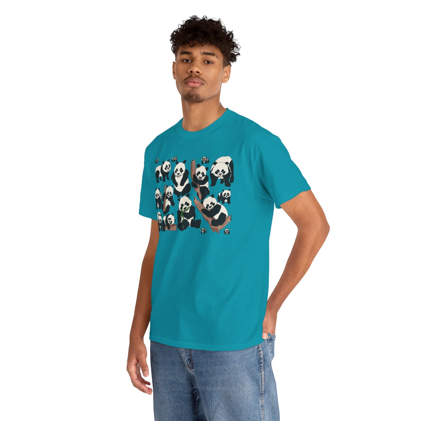 Cute Panda Design Unisex Heavy Cotton Tee | Animal Lover Gift, Casual Wear, Eco-Friendly Apparel, Nature Enthusiast Clothing