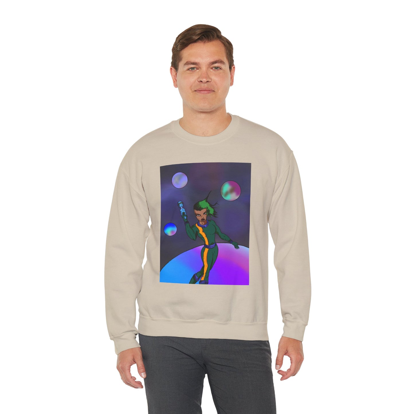 Cosmic Character Crewneck Sweatshirt – Fun, Unisex Design for Casual Style