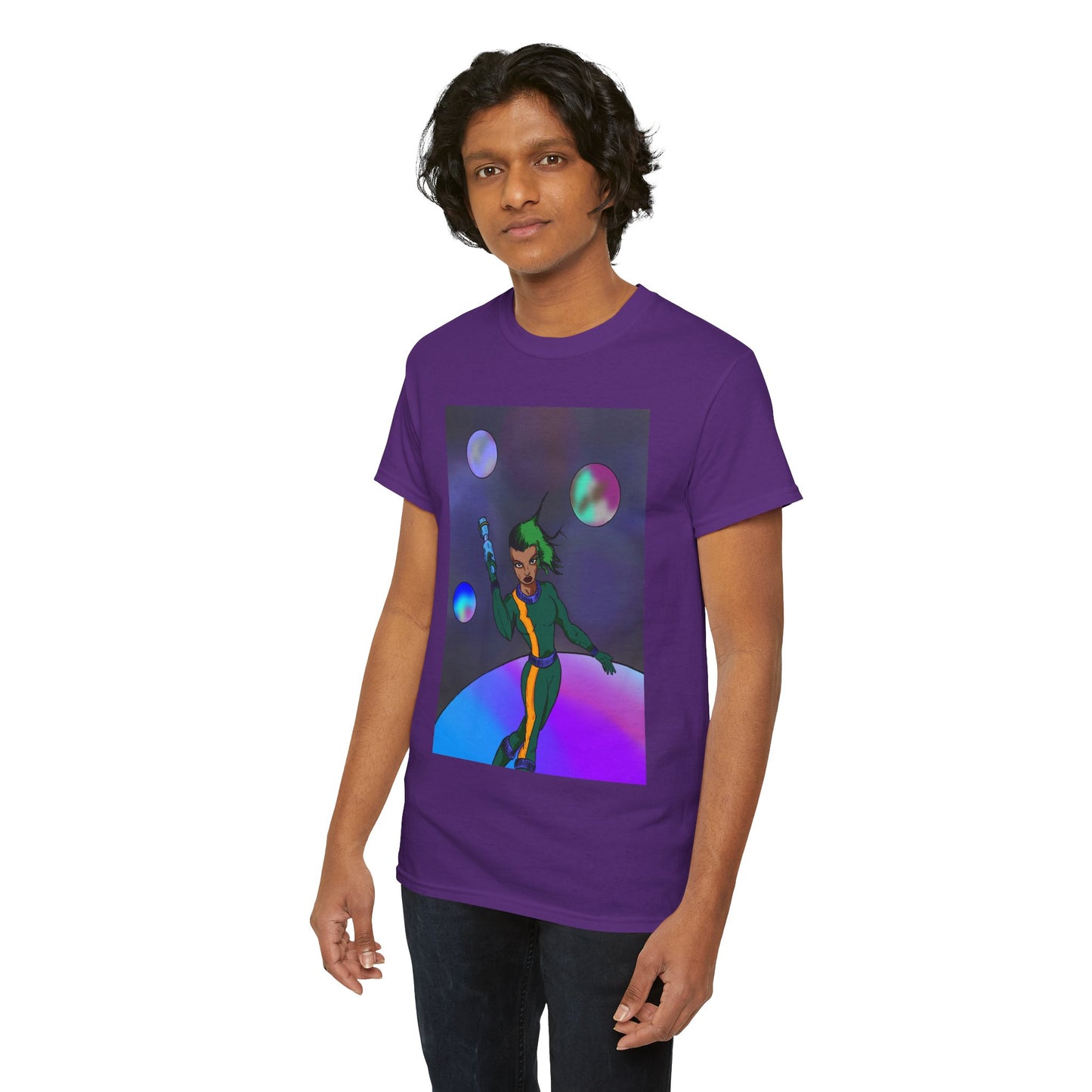 Cosmic Hero Vibe Tee - Unisex Heavy Cotton Tee, Space Art Shirt, Retro Sci-Fi T-Shirt, Gift for Space Lovers, Unique Graphic Tee