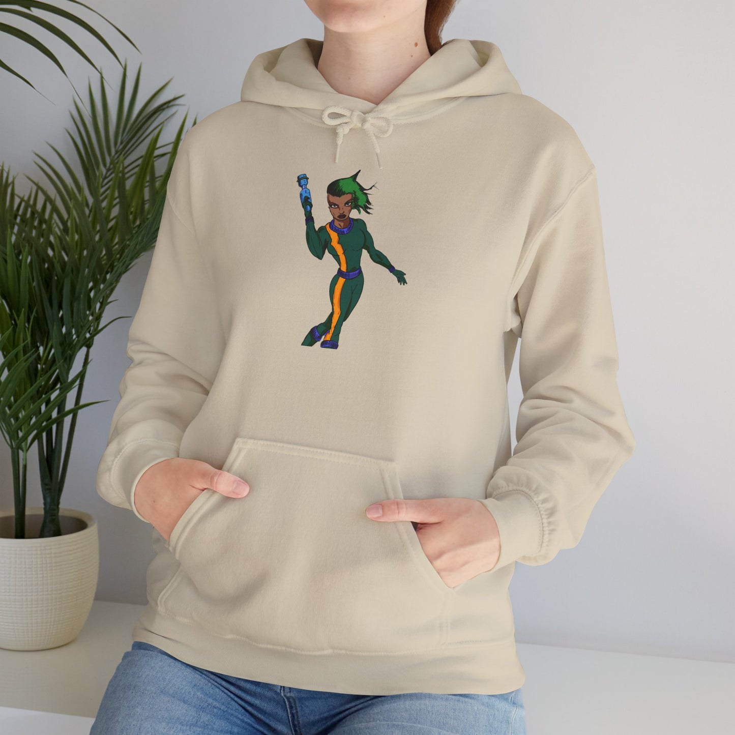Funky Retro Space Warrior Hoodie - Unisex Heavy Blend™ Hooded Sweatshirt, Cozy Trendy Pullover, Perfect Gift for Dance Lovers, Party Vibes, [...]