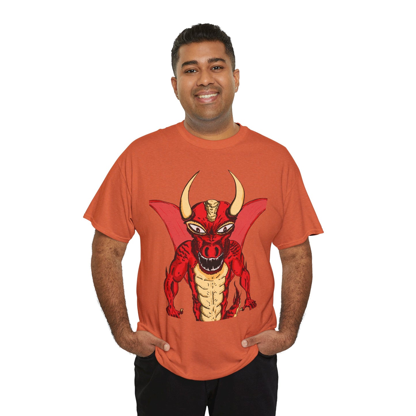 Bold Red Dragon Unisex Heavy Cotton Tee | Graphic Shirt for Anime Fans, Party Wear, Casual Outfit, Gift for Him/Her