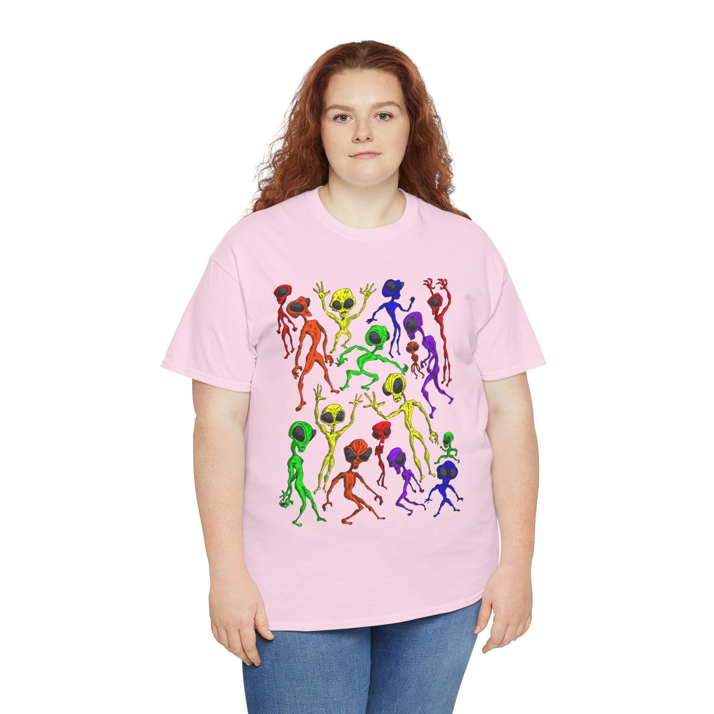Rainbow Alien Dance Party Unisex Tee - Cosmic Sci-Fi Shirt