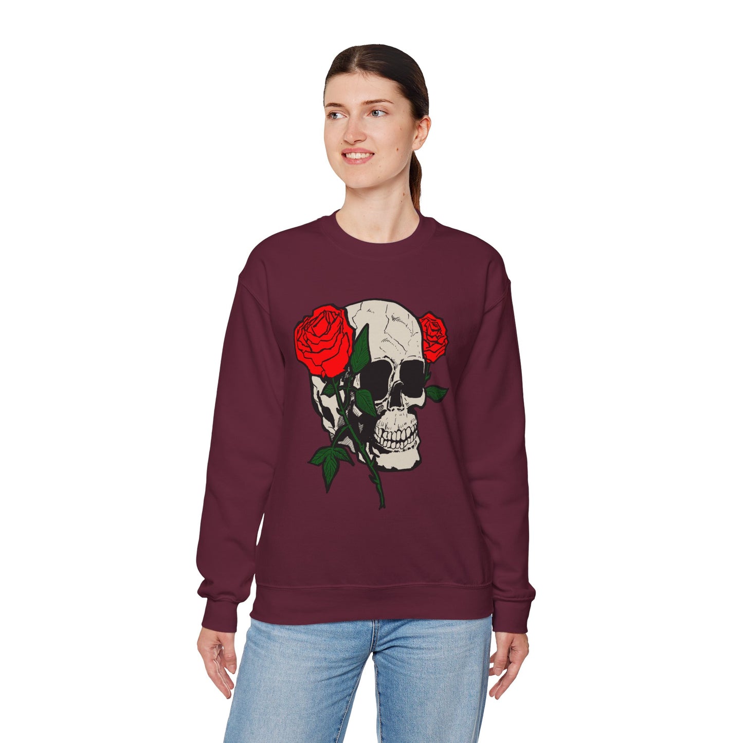 Skull and Roses Crewneck Sweatshirt