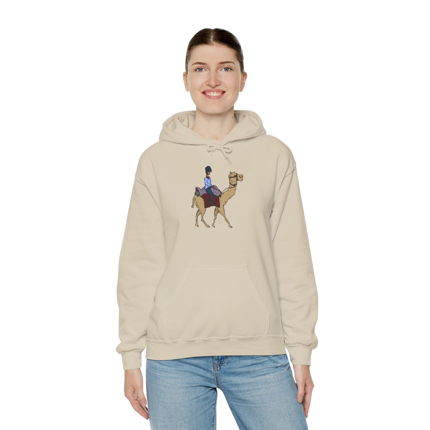 Camel Ride Hoodie, Cozy Unisex Pullover Sweatshirt, Fun Animal Lover Gift, Perfect for Travel & Adventure Enthusiasts