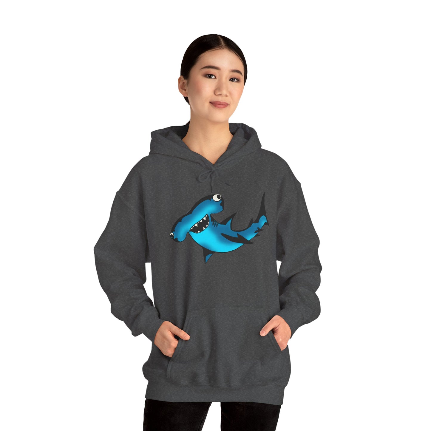Harley Hammerhead Shark Design Unisex Hooded Sweatshirt, Funny Gift for Ocean Lovers, Casual Wear, Beach Days, Unique Apparel, Birthday Present