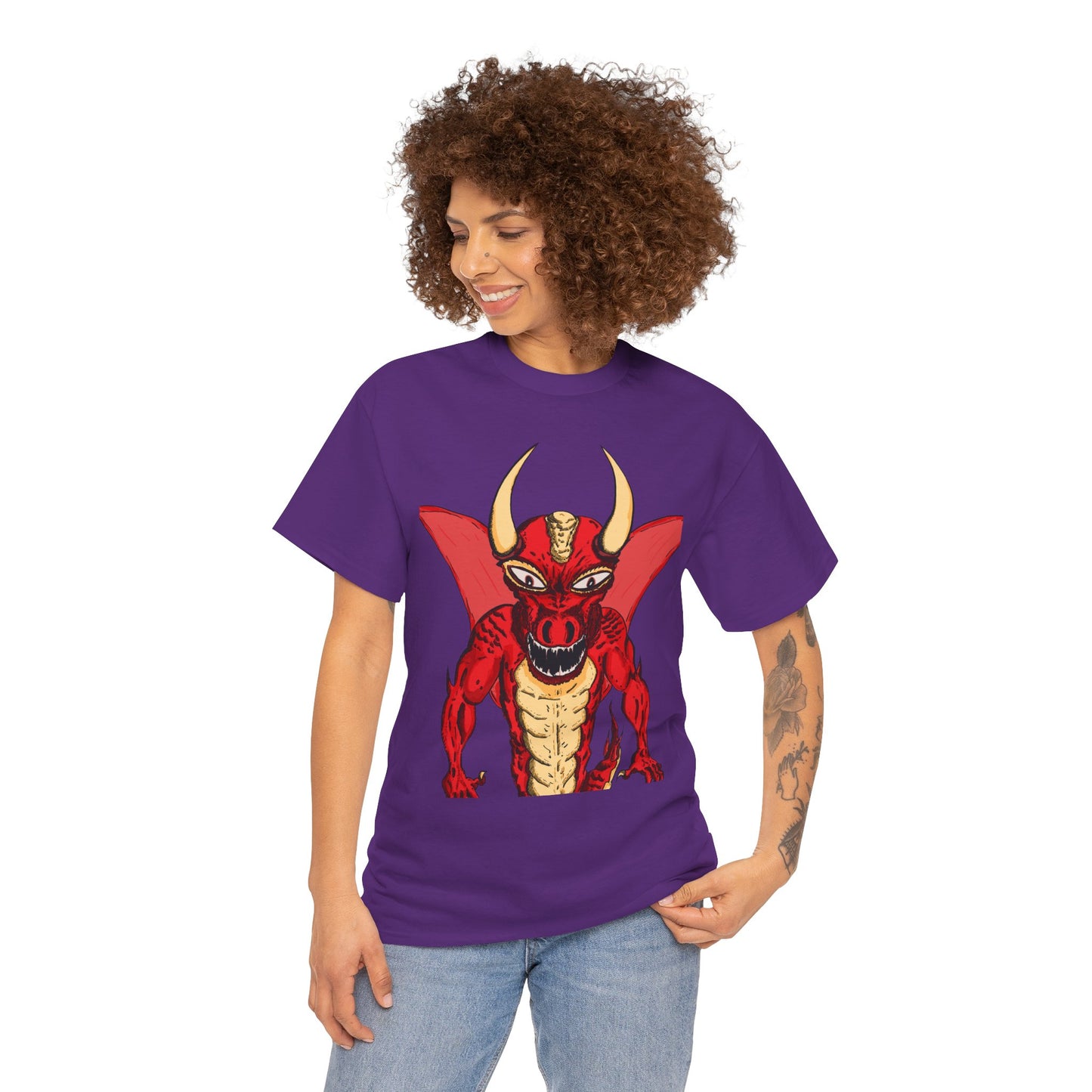 Bold Red Dragon Unisex Heavy Cotton Tee | Graphic Shirt for Anime Fans, Party Wear, Casual Outfit, Gift for Him/Her