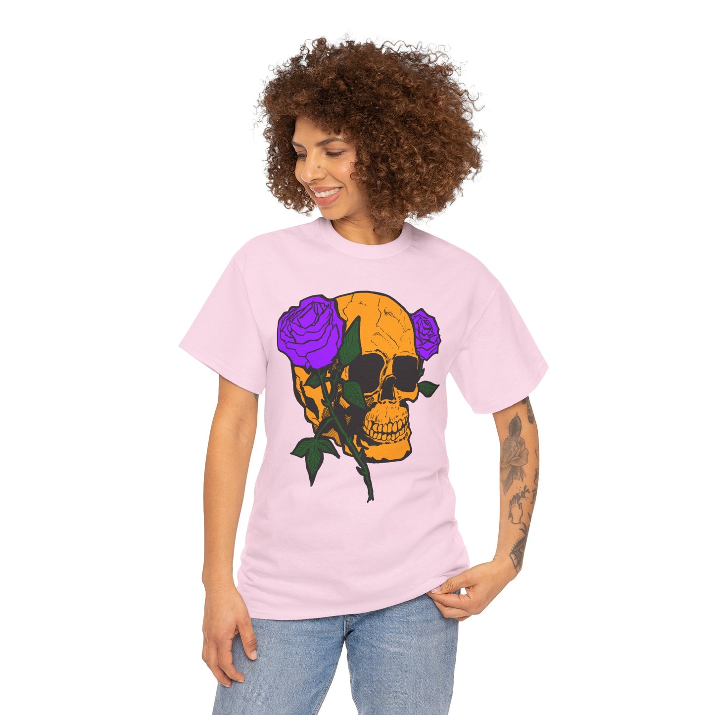Skull and Roses Unisex Tee, Gothic Aesthetic Shirt, Vintage Graphic T-Shirt, Streetwear Essentials, Edgy Casual Wear