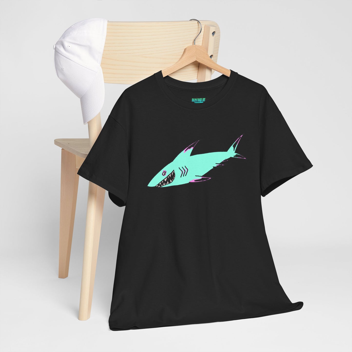 Cool Shark Graphic Unisex Heavy Cotton Tee, Ocean Lover Shirt, Beachwear, Casual Everyday Tee, Gift for Sharks Fans