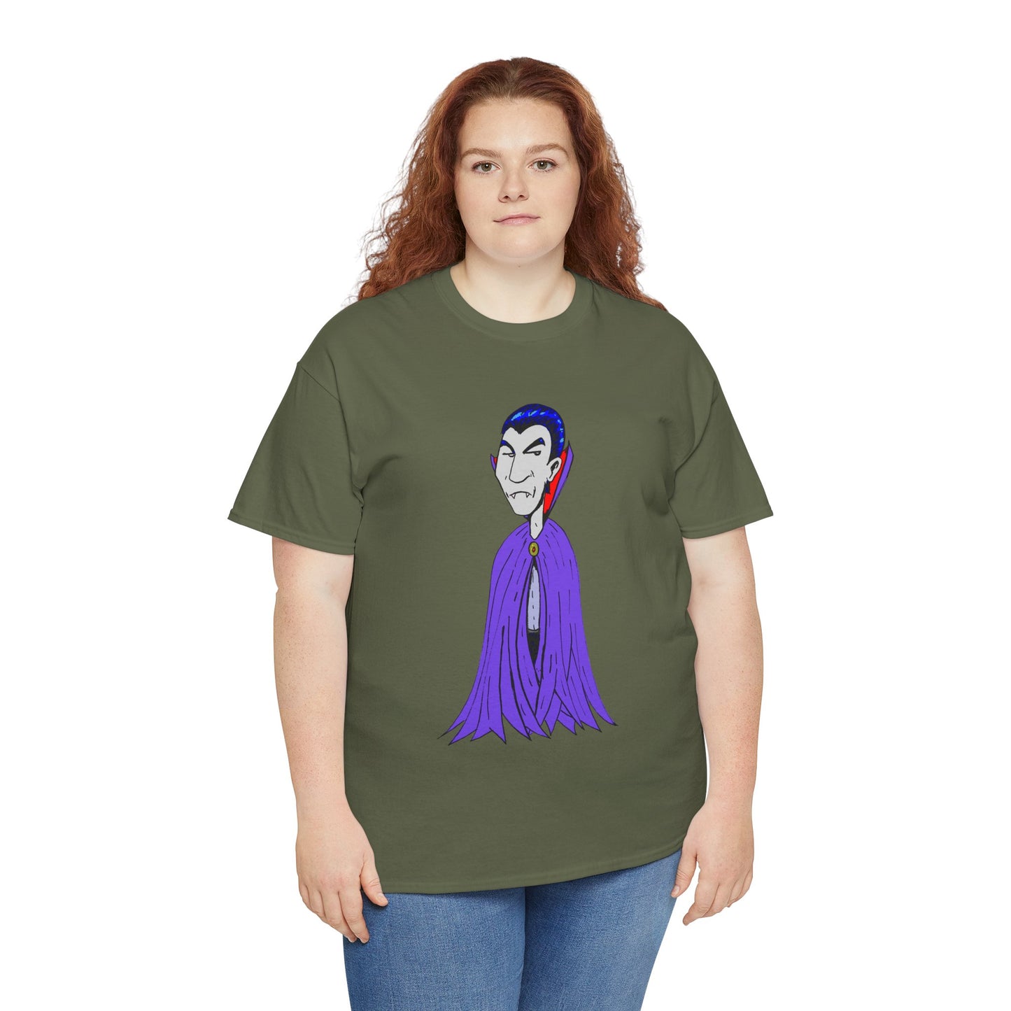 Vampire Cartoon Tee - Cute Purple Cloak Dracula Graphic T-Shirt