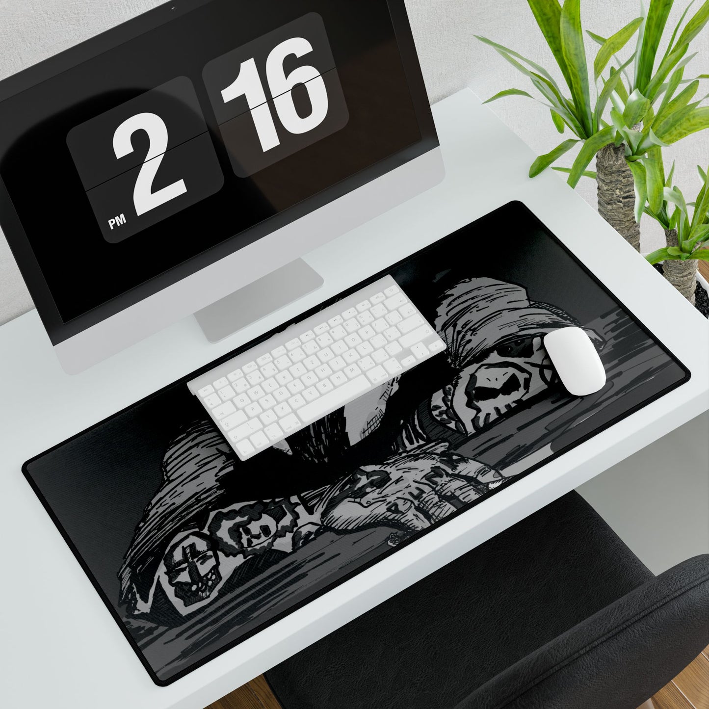 Punk and Done Tattooed Figure Desk Mat — Gothic Gaming & Office Mouse Pad and Card Playing Mat