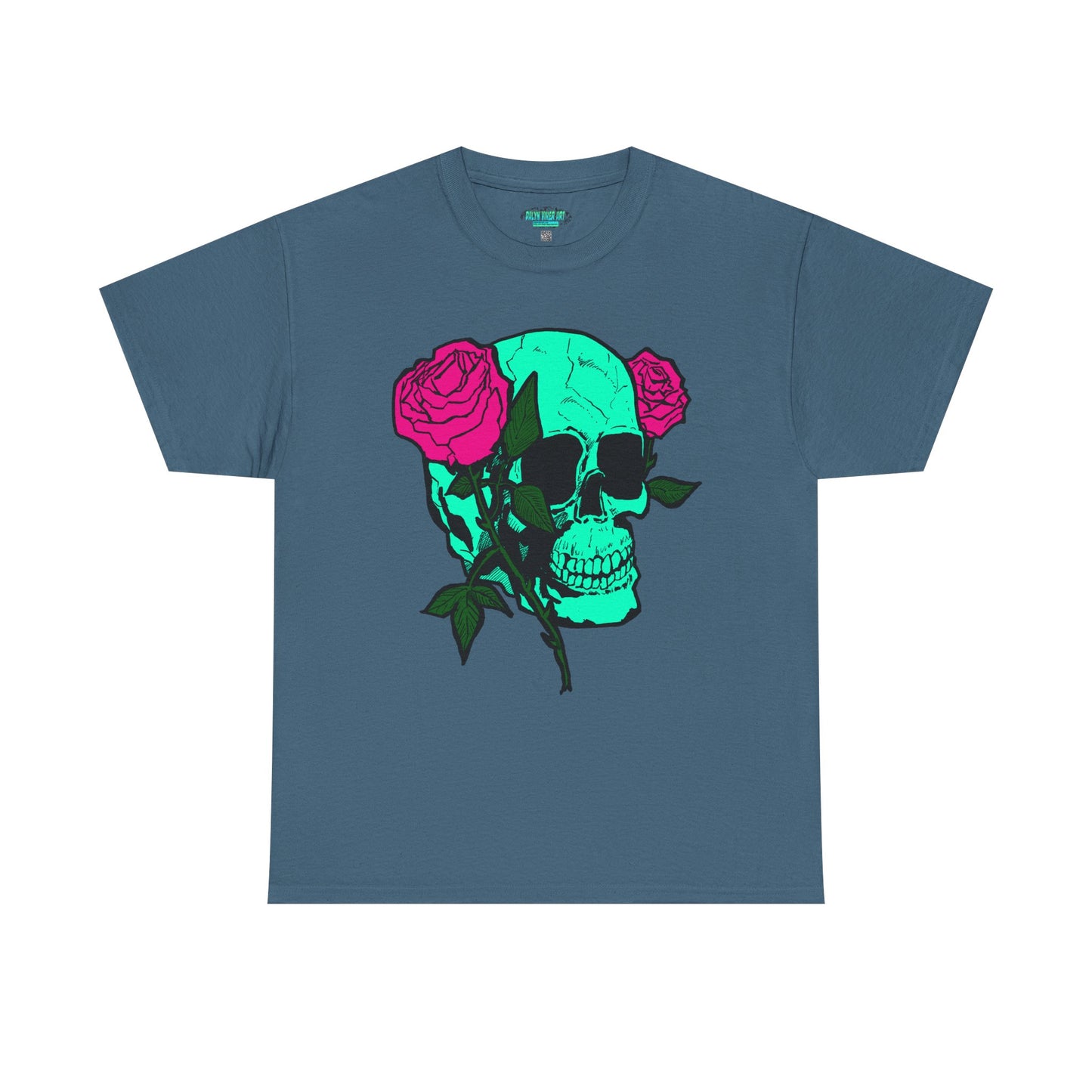 Edgy Skull & Roses Unisex Heavy Cotton Tee - Graphic T-Shirt for Alternative Fashion Lovers
