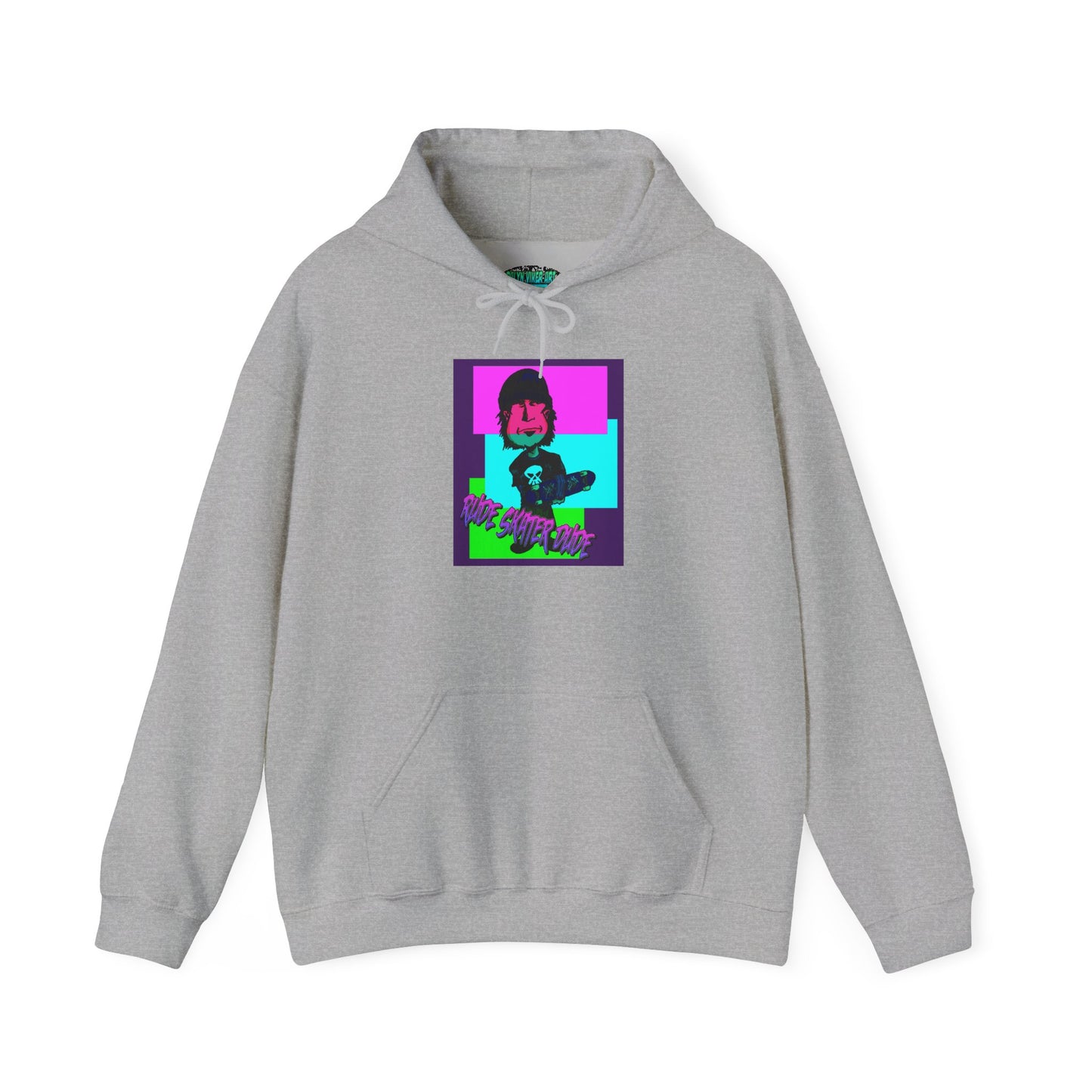 Retro Neon Rude Skater Dude Hoodie — Streetwear