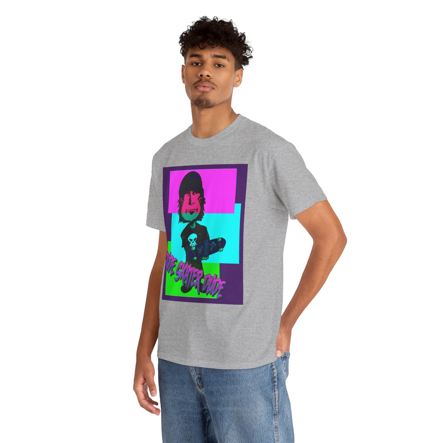 Retro Neon Skateboard Tee — "Rude Skater Dude" Graphic