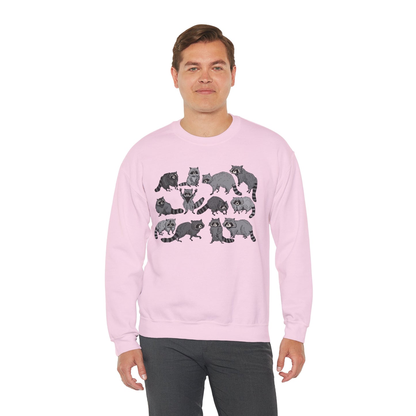 Playful Raccoon Crewneck Sweatshirt - Unisex Heavy Blend