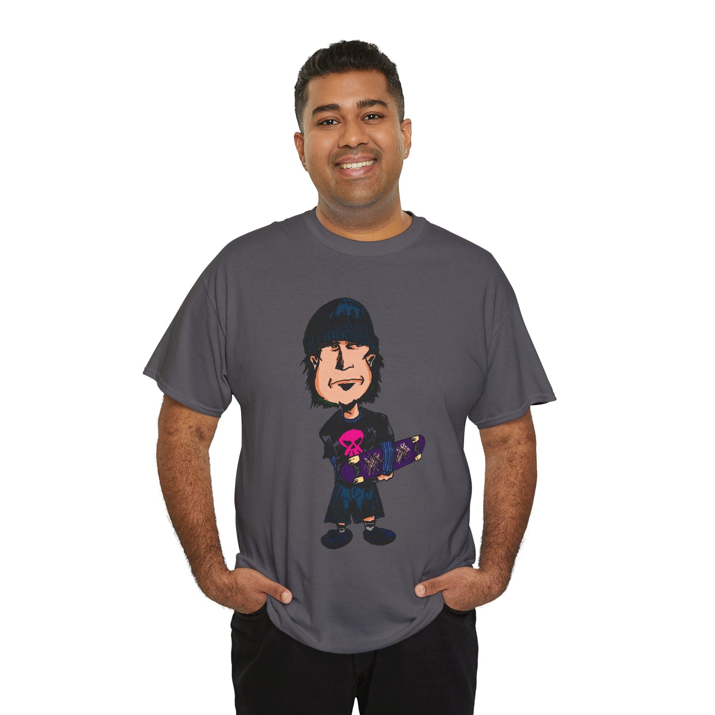 Rude Skater Dude - Skate Punk - Skater Kid Cartoon T‑Shirt — Cute Skateboarder Graphic Tee