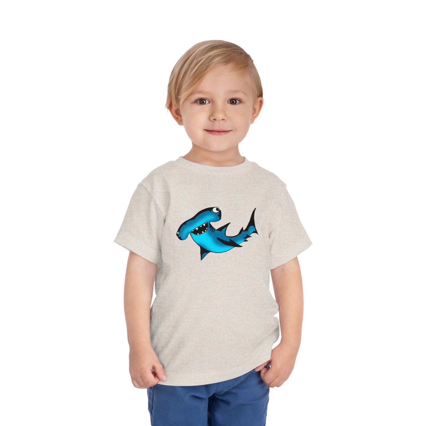 Toddler Shark Tee - Cute Blue Harley Hammerhead Graphic Kids Short Sleeve Shirt