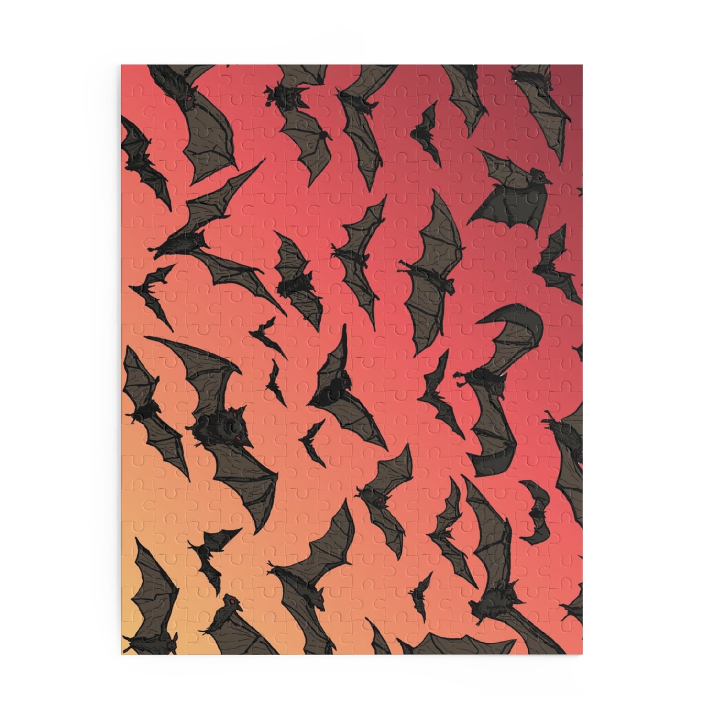 Bat Swarm Gradient Puzzle — 120/252/500-Piece Halloween Jigsaw