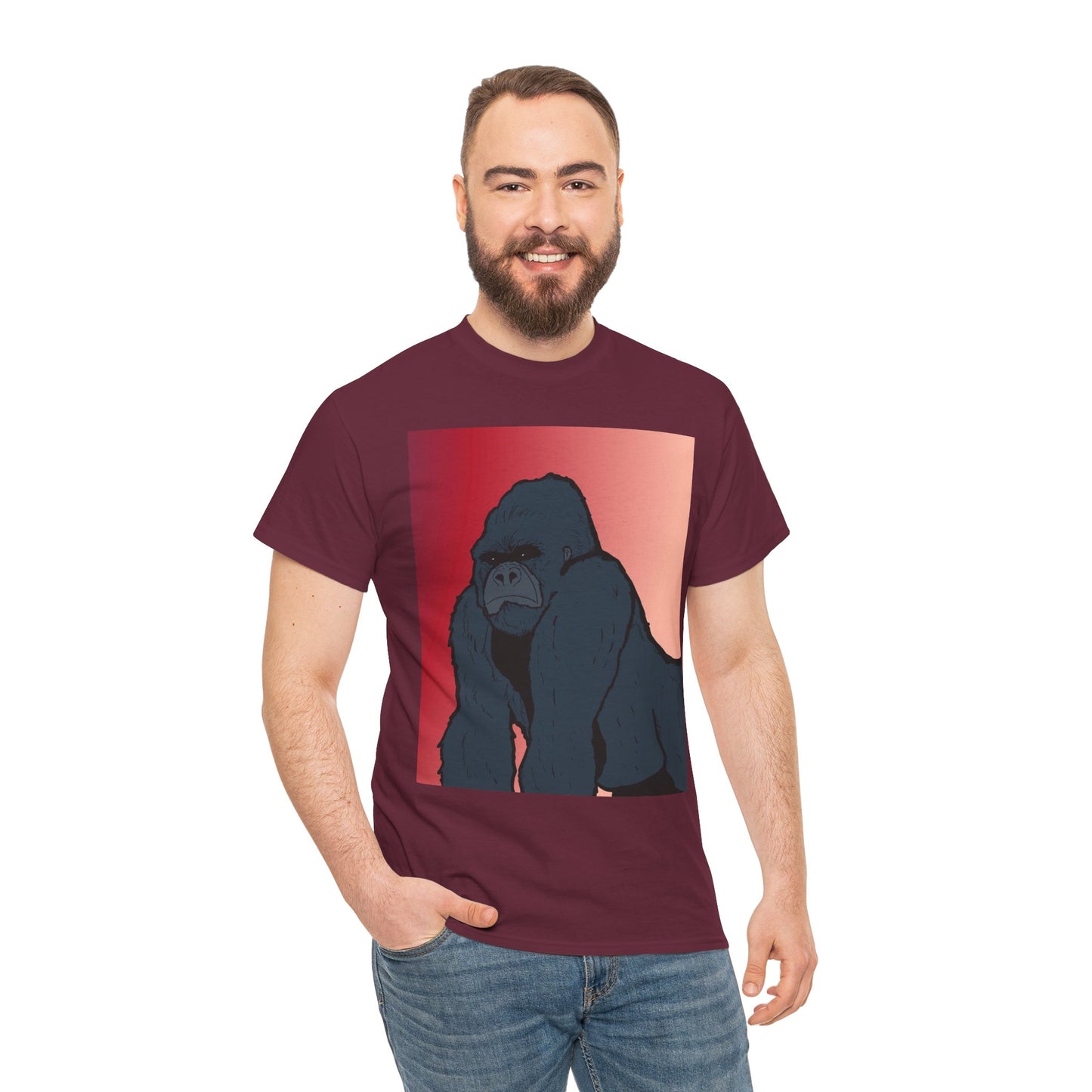Gorilla Graphic Tee — Vintage Sunset Primate Illustration Shirt