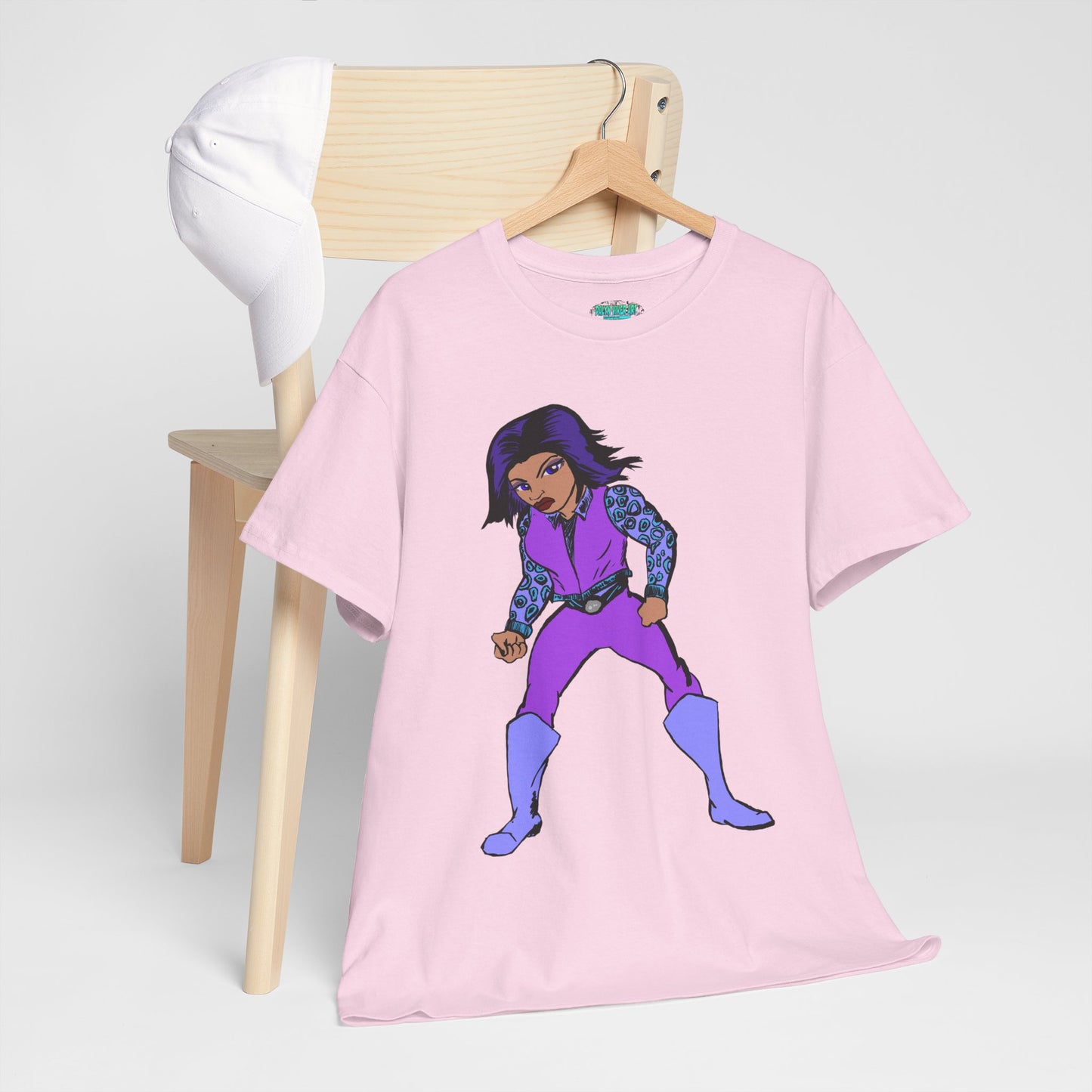 Retro Cartoon Hero Woman Character Unisex Heavy Cotton Tee, Vintage Graphic Tee, Fun T-Shirt, Gift for Fans, Casual Wear, Everyday Tee
