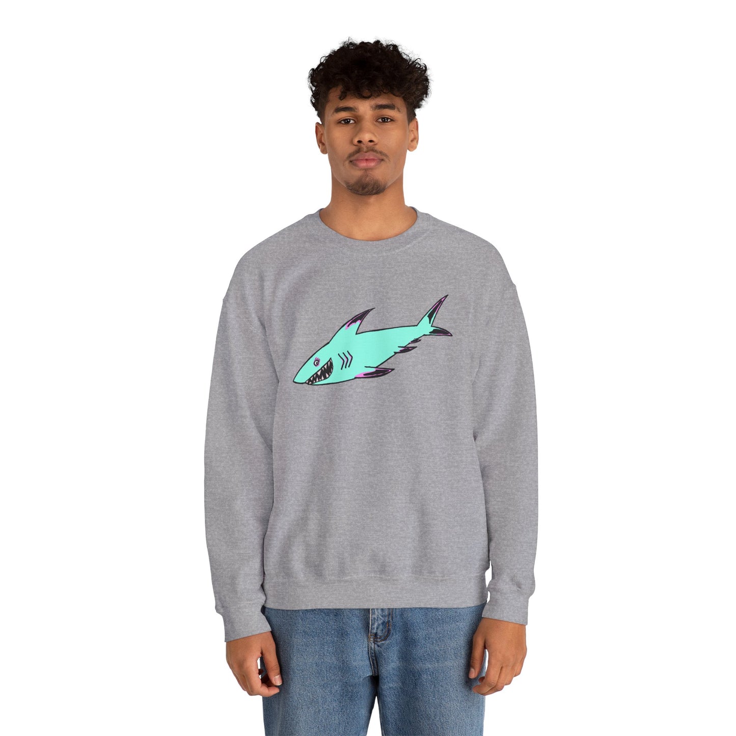 Charming Shark Graphic Sweatshirt - Unisex Heavy Blend™ Crewneck