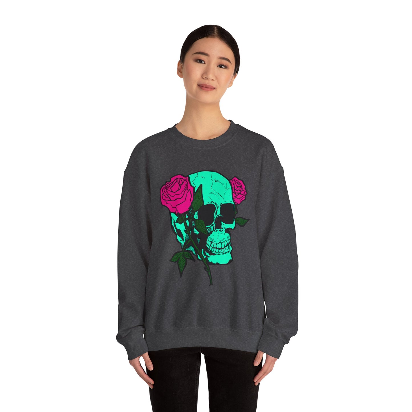 Skull and Roses Crewneck Sweatshirt for Trendsetters