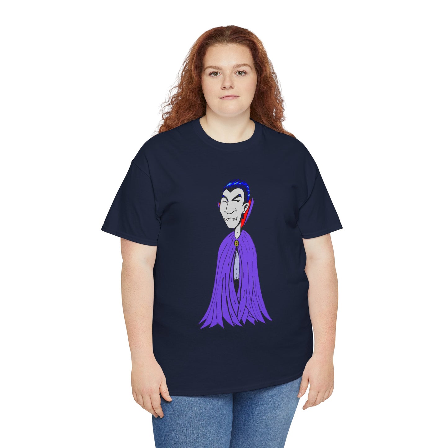 Vampire Cartoon Tee - Cute Purple Cloak Dracula Graphic T-Shirt