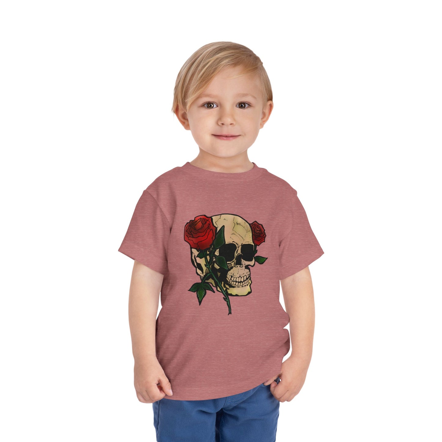 Toddler Tee — Skull with Red Roses Graphic