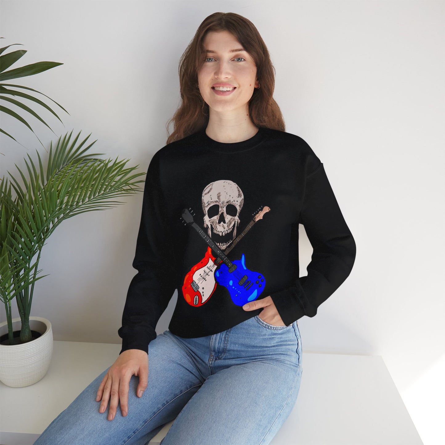 Skull and Guitar Crewneck Sweatshirt