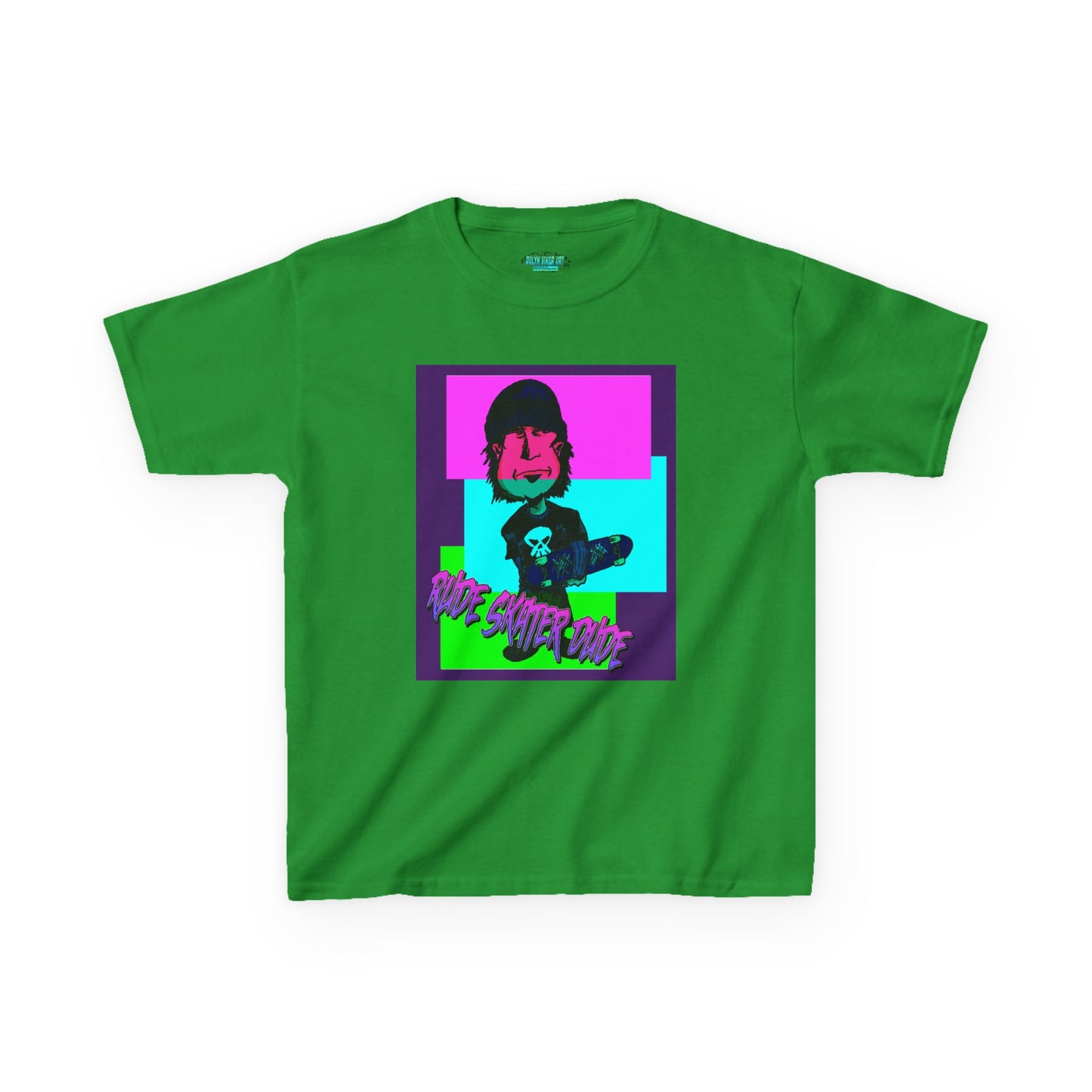 Kids Tee — Retro Neon Rude Skater Dude Kid Graphic T-Shirt