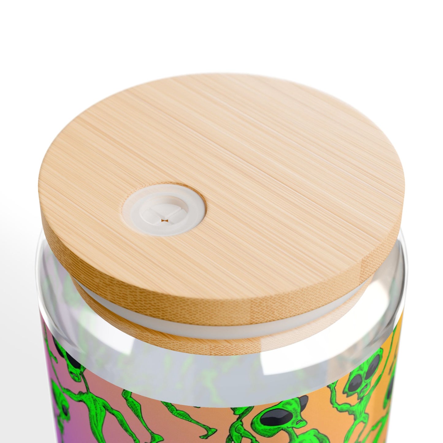 Alien Dance Party Sipper Glass – 16oz Colorful Green Alien Pattern Tumbler